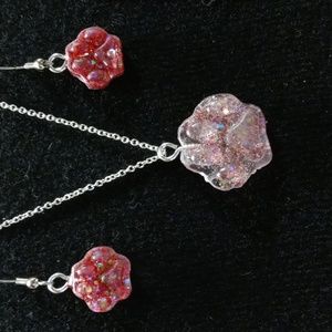 Dog Puppy Paws Necklace and Earrings